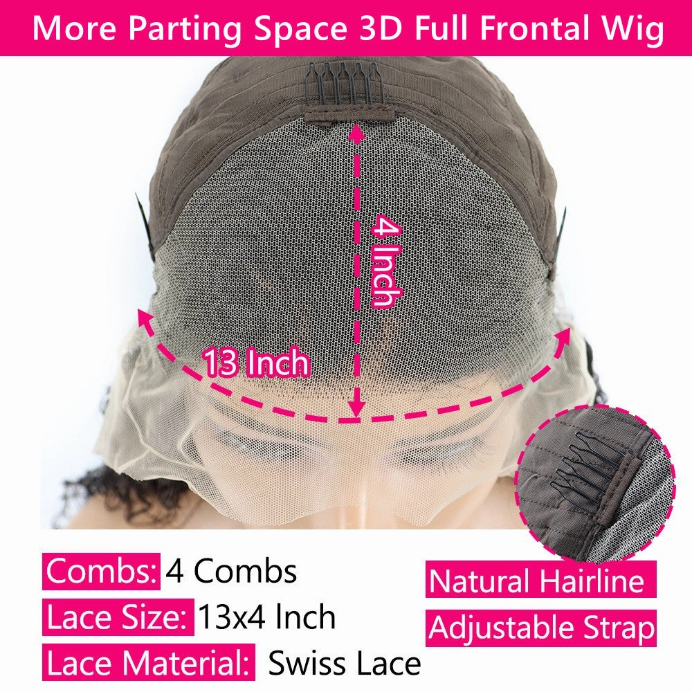 13x4 3D FULL FRONTAL Skin Melt Lace Preplucked Human Hair Lace Front Bob Wig