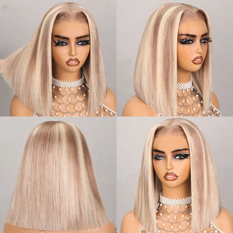 13x4 613 Blonde Balayage Human Hair Lace Wig | Straight Bob