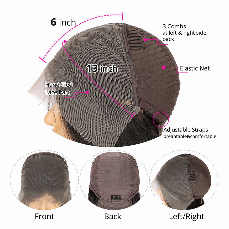 13x6 3D FULL FRONTAL Skin Melt Lace Preplucked Human Hair Lace Front Bob Wig