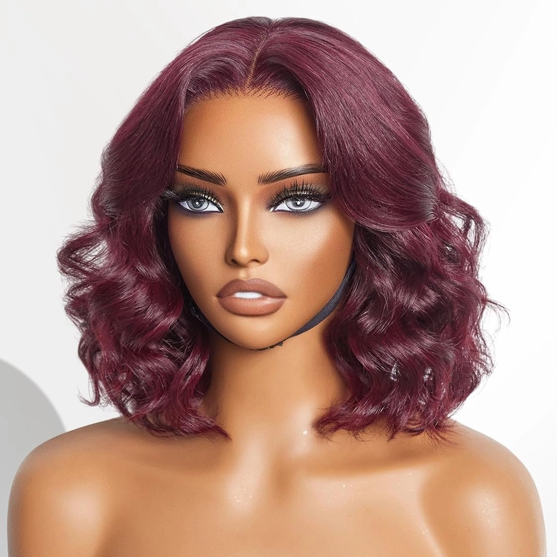 13x6 99J Burgundy Body Wave Bob Wig 250% Preplucked Human Hair Lace Front Wigs