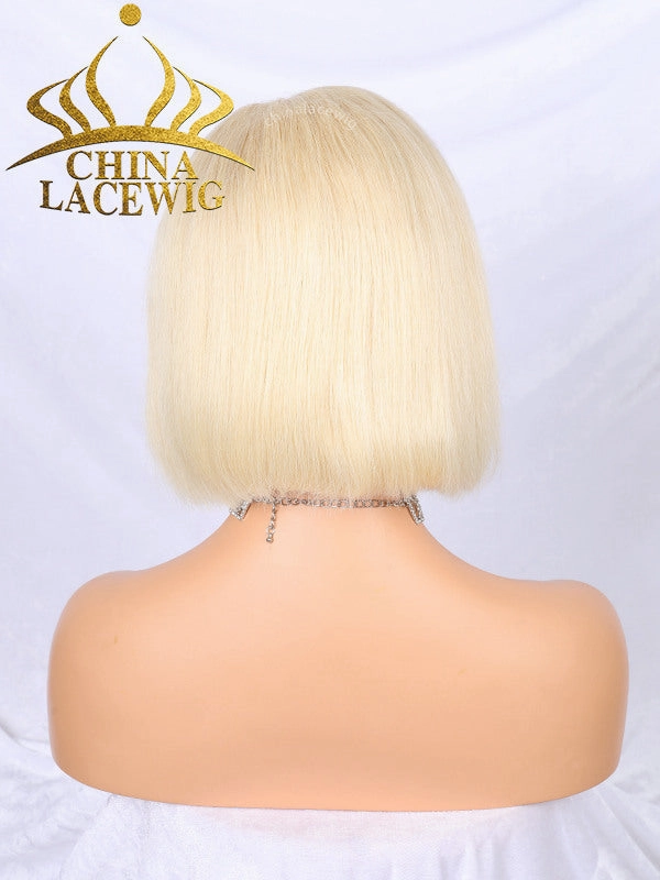 24hrs shipping #613 Blonde Color Hair Brazilian Human Hair Straight Short Bob Lace Front Wig NCF36