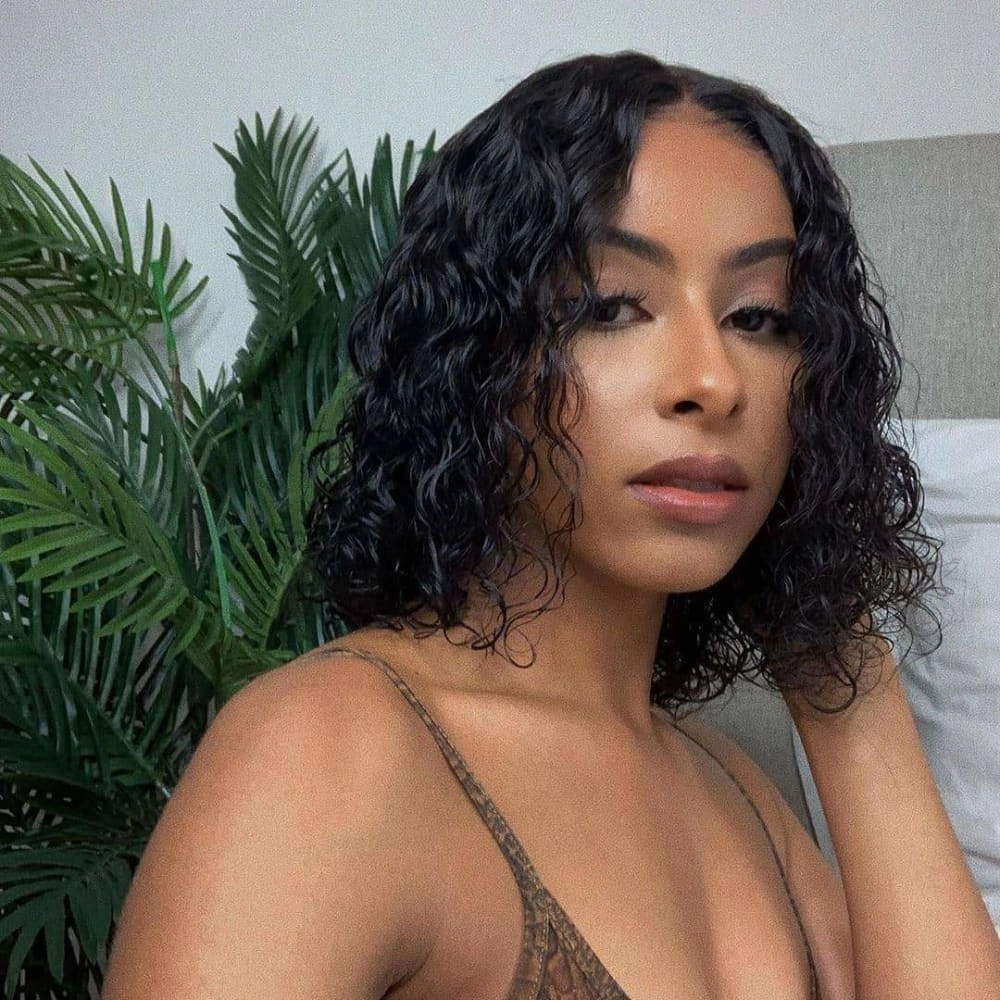 4X4 Closure Bob Wig Water Wave Short Lace Wig Human Hair
