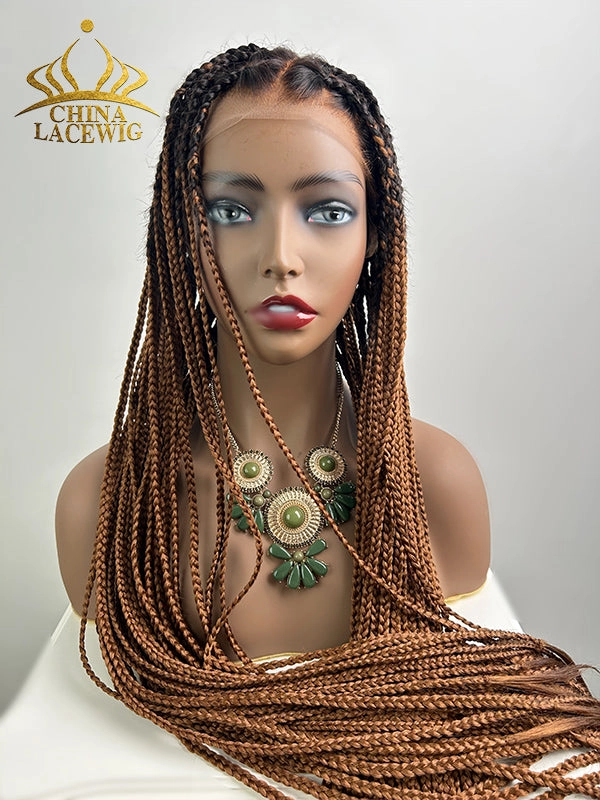  Chinalacewig Beyonc Honey Blonde Knotless Braid Wig Swiss Full Lace with Human Hair Roots