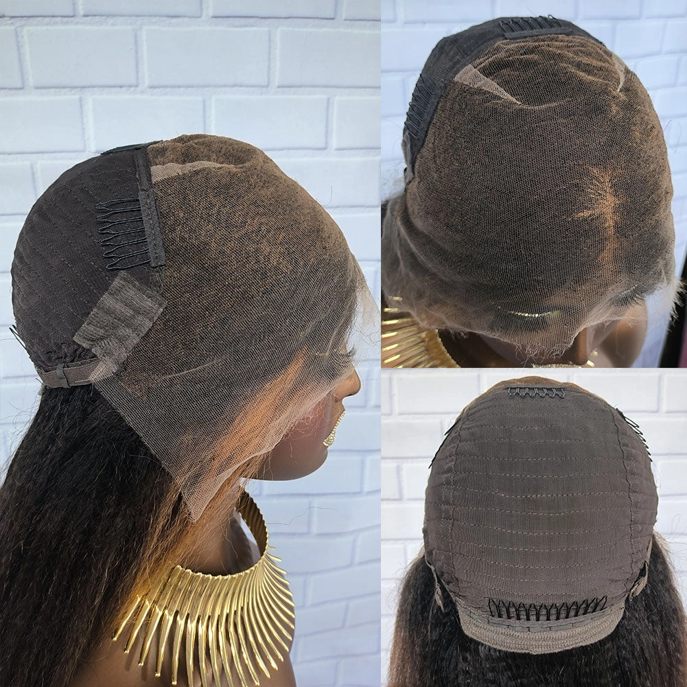 [NEW BORN EDGE   KNOT-FREE] 13x6 Skin Melt HD Lace Human Hair Frontal Blunt Cut Light Yaki Bob Wig