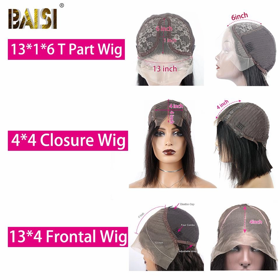 BAISI 12A Natural Wave Bob Wig 100% Human Hair
