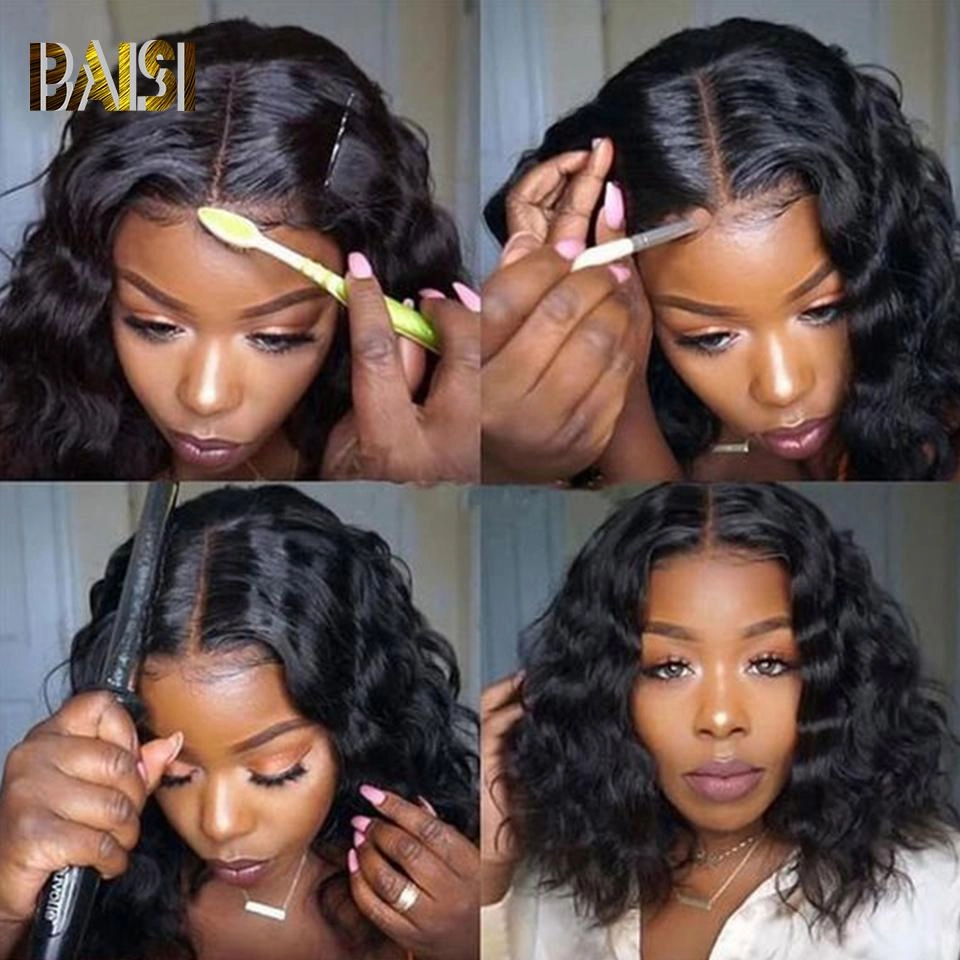 BAISI 12A Natural Wave Bob Wig 100% Human Hair