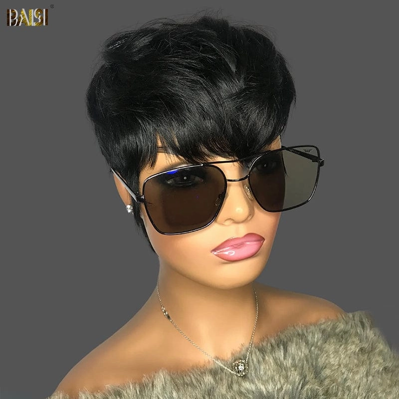 Baisi 1  Curly Highlight Wig 1 Straight BoB Wig 1 Machine Made Wig=$199