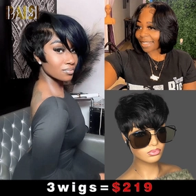 Baisi 1 HIghlight Blue Wig 1 Wavy BoB  1 Machine Made Wig = $219