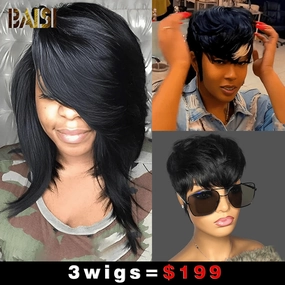 Baisi 1 Sexy BoB Wig 1 Highlight Mullet Wig 1 Machine Made Wig=$199