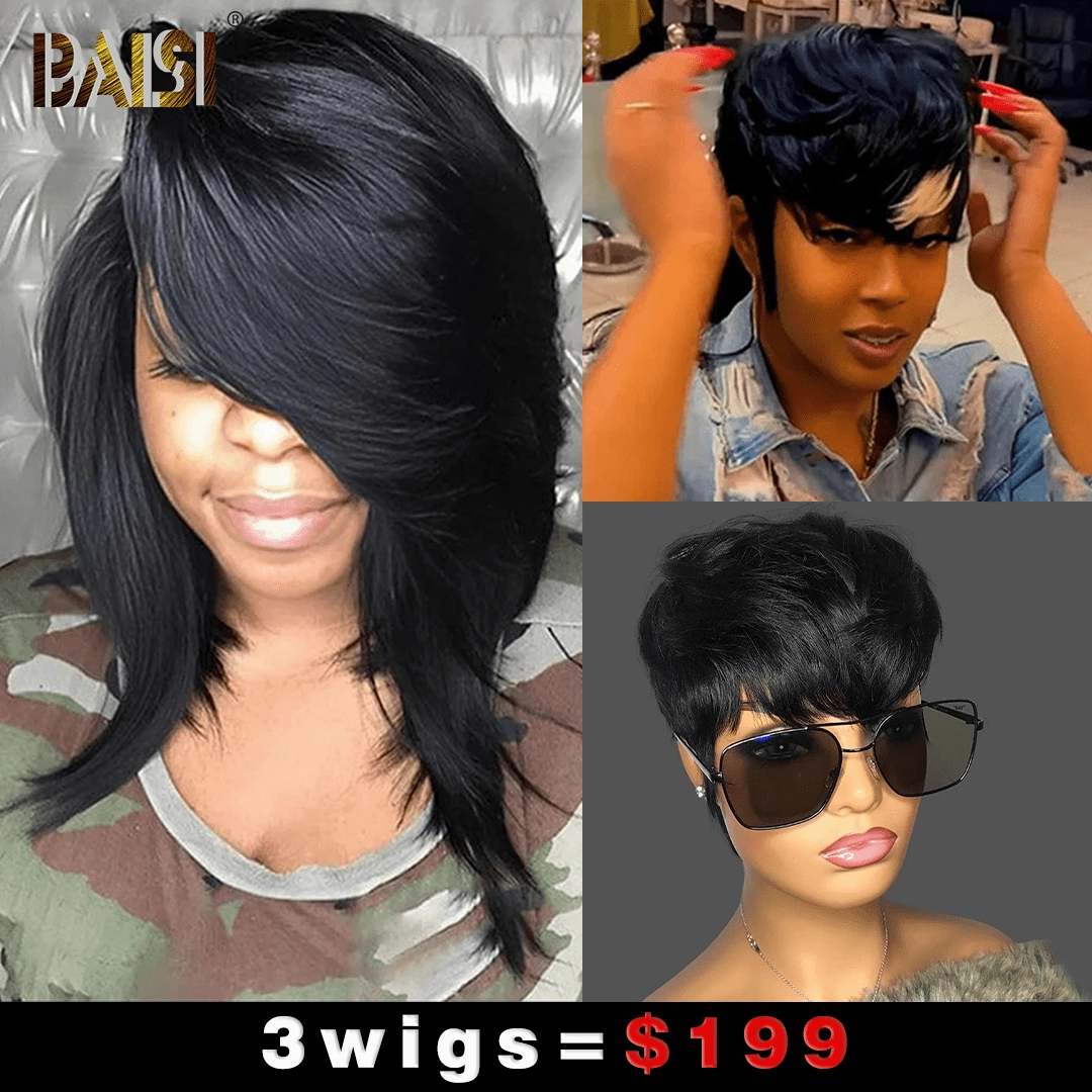 Baisi 1 Sexy BoB Wig 1 Highlight Mullet Wig 1 Machine Made Wig=$199