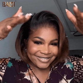 BAISI 1B/#4 Short BOB Glueless Wig