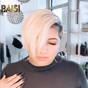 BAISI 1B/613 Full Lace Short Cut Wig
