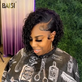 Baisi $69 Wholesale Price Sexy Curly BoB Wig Black Color