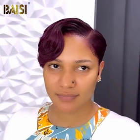 BAISI 99J Short Pixie Cut Wig