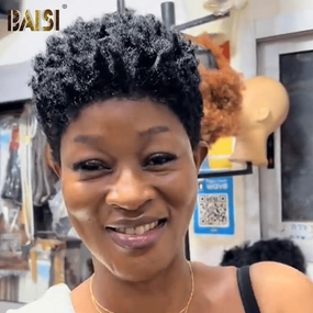 BAISI Afro Curly Short Lace Wig For Black Women