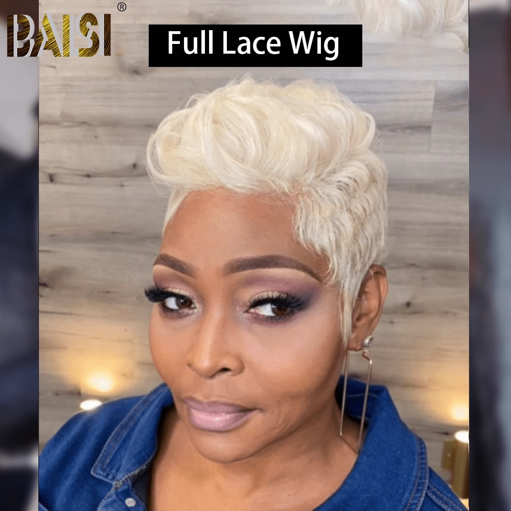 BAISI Blonde Full Lace Pixie Cut Wig