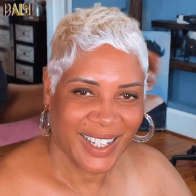 BAISI Blonde Pixie Short Full Lace Cut Wig