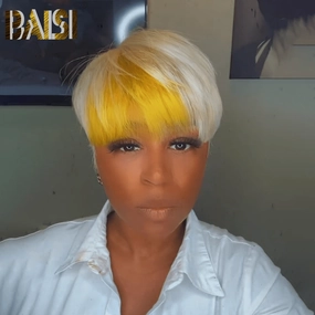 BAISI Blonde With Highlight Pixie Wig