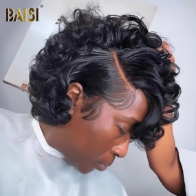 BAISI Bouncy Curl Short BOB Wig