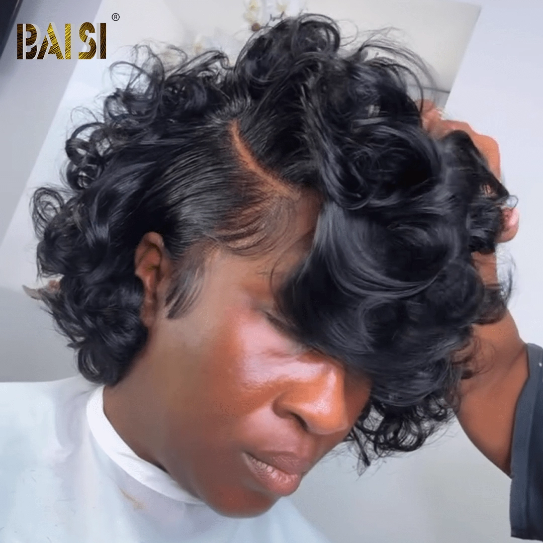 BAISI Bouncy Curl Short BOB Wig