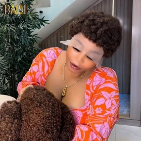 BAISI Brown Afro Curl Lace Wig
