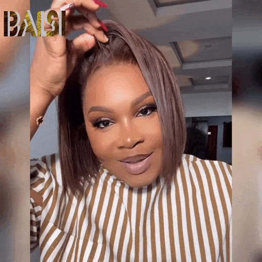 BAISI Brown Straight Short BoB  Glueless Wig