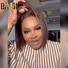 BAISI Brown Straight Short BoB  Glueless Wig