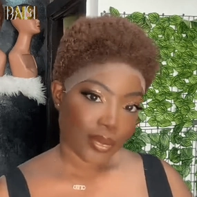 BAISI Charming Short Brown Afro Lace Wig