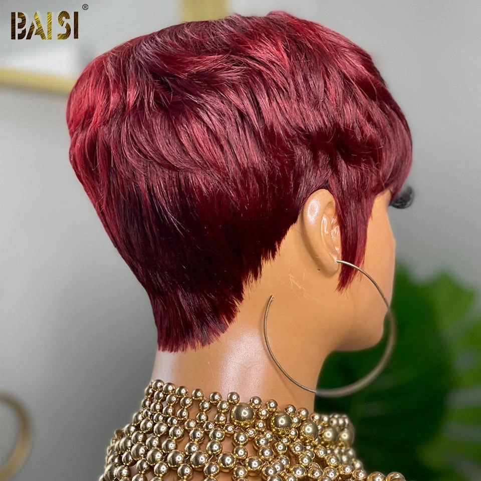 BAISI Cherry Machine Made Short Cut Wig