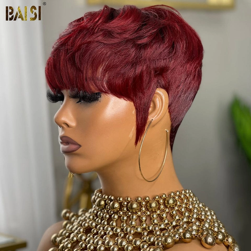 BAISI Cherry Machine Made Short Cut Wig