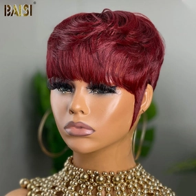 BAISI Cherry Machine Made Short Cut Wig