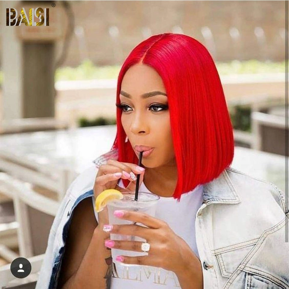 BAISI Color Bob Lace Wig Human Hair