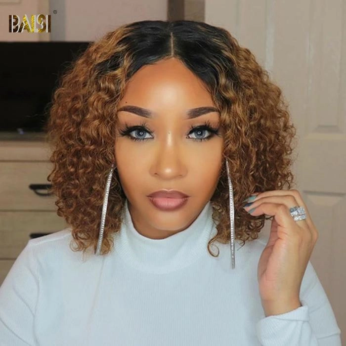 BAISI Color Bob Wig Wavy Hair Human Hair ( Shop by Look 3)  ON SALE