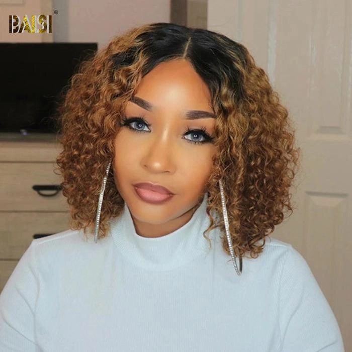 BAISI Color Bob Wig Wavy Hair Human Hair ( Shop by Look 3)  ON SALE