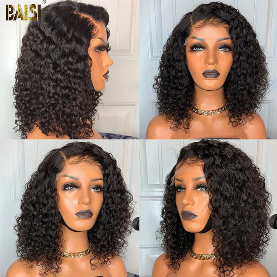 BAISI Curly Bob Wig 100% Human Hair