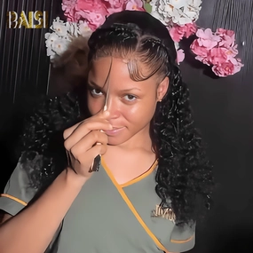 BAISI Curly With Braid Lace Wig