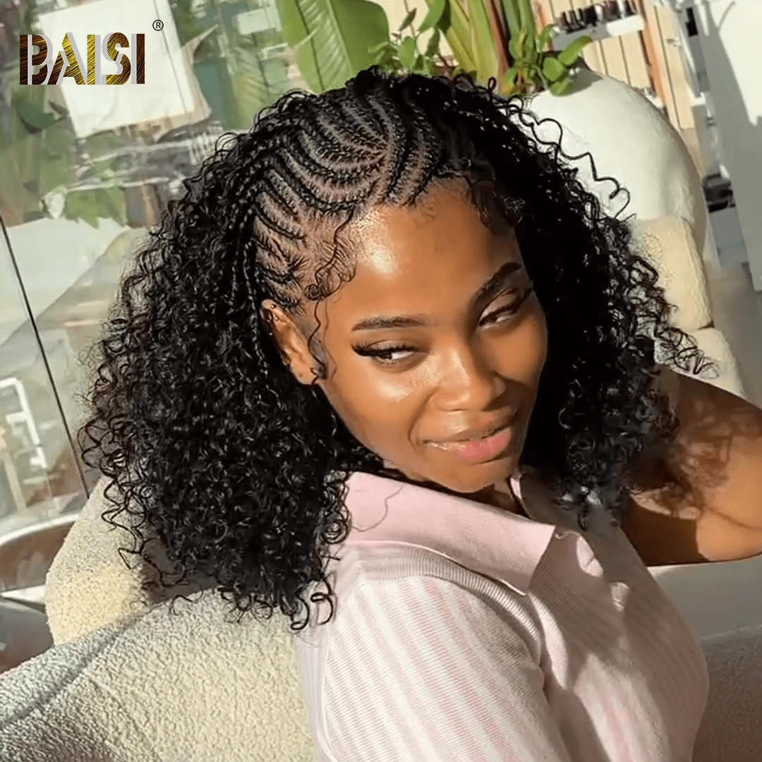 BAISI Cute Curly With Braid  Full Lace Wig