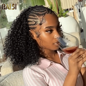 BAISI Cute Curly With Braid  Full Lace Wig