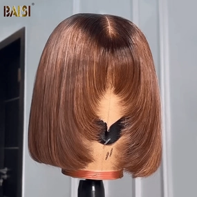 Baisi Cute Cut Brown Straight Bang BOB Wig