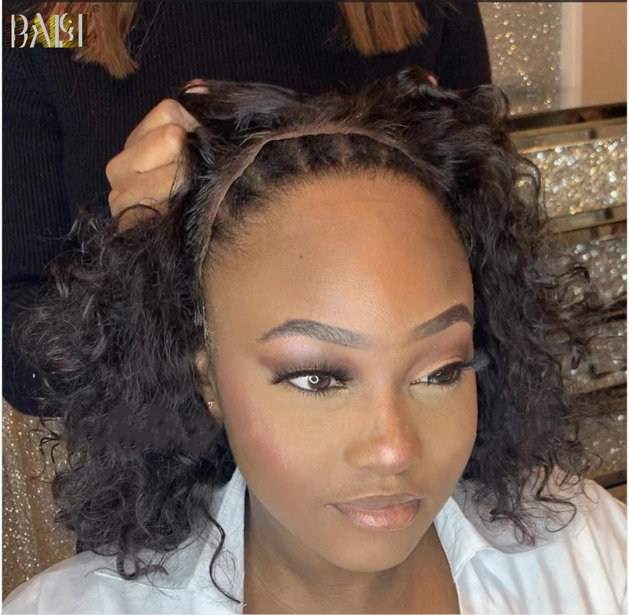 BAISI Deep Wavy BOB Gluleless Lace Wig