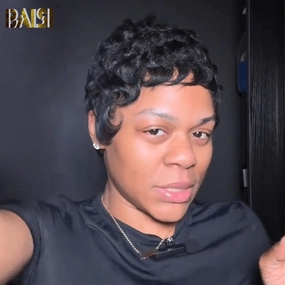 BAISI Fashion Short Cut Finger Wave  Lace Wig