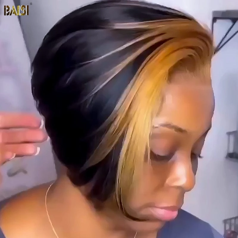 Baisi Front Honey Blonde Short Wig