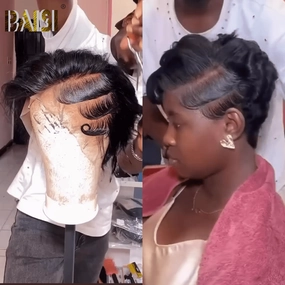 BAISI Full Lace Already Styled With Wave Short Cut Wig