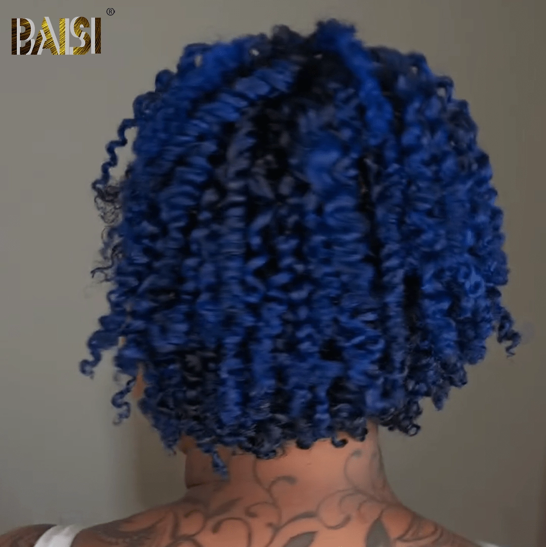 BAISI Full Lace Blue Braid Wig