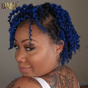 BAISI Full Lace Blue Braid Wig