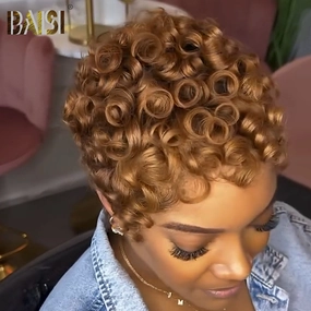 BAISI Full Lace Finger Wave #30 Color Wig