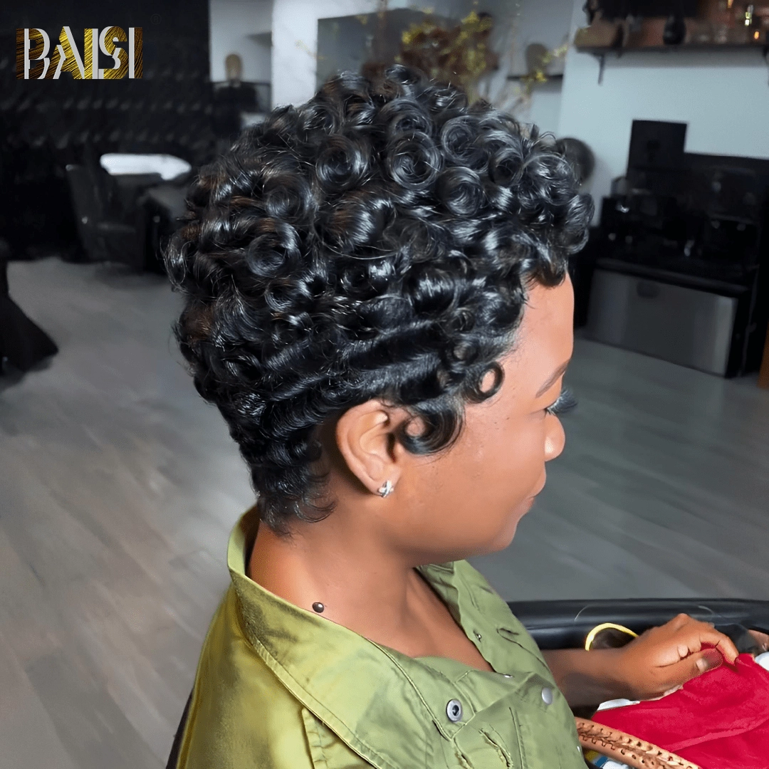 BAISI Full Lace Finger Wave Light Wig