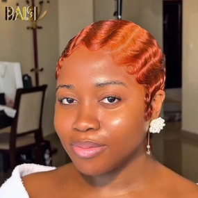BAISI Full Lace Ginger Finger Wave Wig