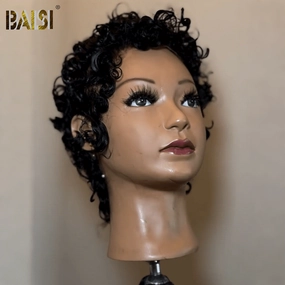 BAISI Full Lace Light Breathable Short Curly Wig