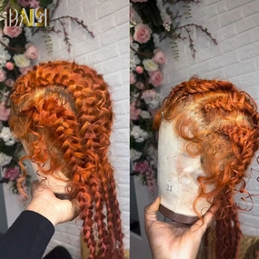 BAISI Full lace Orange Braid Wig